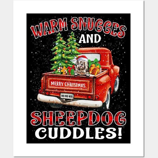 Warm Snuggles And Sheepdog Cuddles Truck Tree Christmas Gift Wall Art by intelus